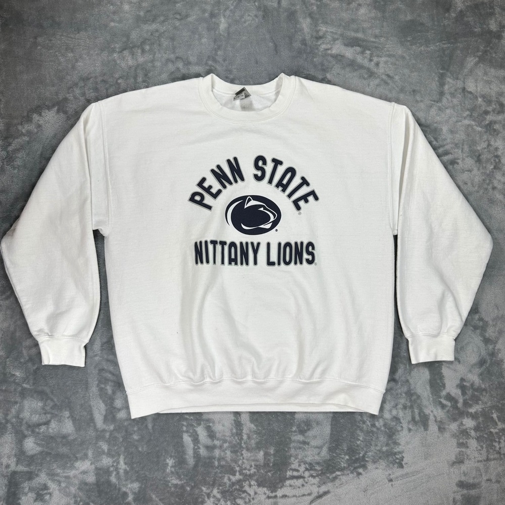Gildan Penn State Nittany Lions Sweatshirt Mens XL White Crewneck Heavy Blend